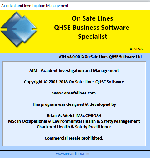 On Safe Lines QHSE Software welcome form