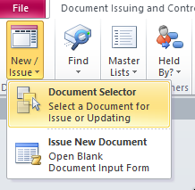 Documentation Information Control System Software Select Ribbon Menu