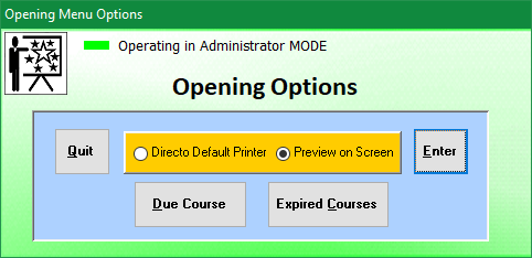 Staff Training and Records System Opening Options Form