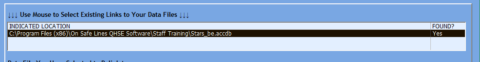 Staff Training and Records System Data Reconnection Utility File Found