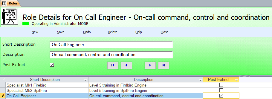 Staff Training and Records System Roles Form