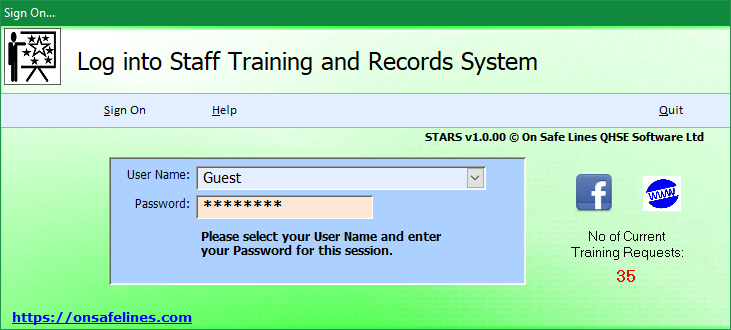 Staff Training and Records System Logon Form