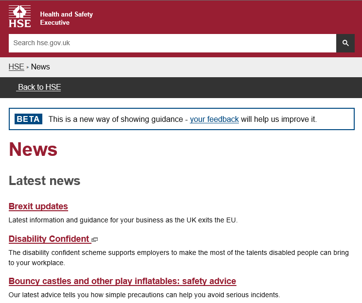 Latest HSE News Webpage