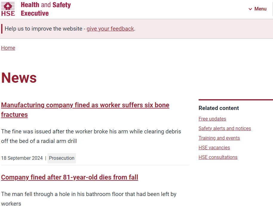 Latest HSE News Webpage